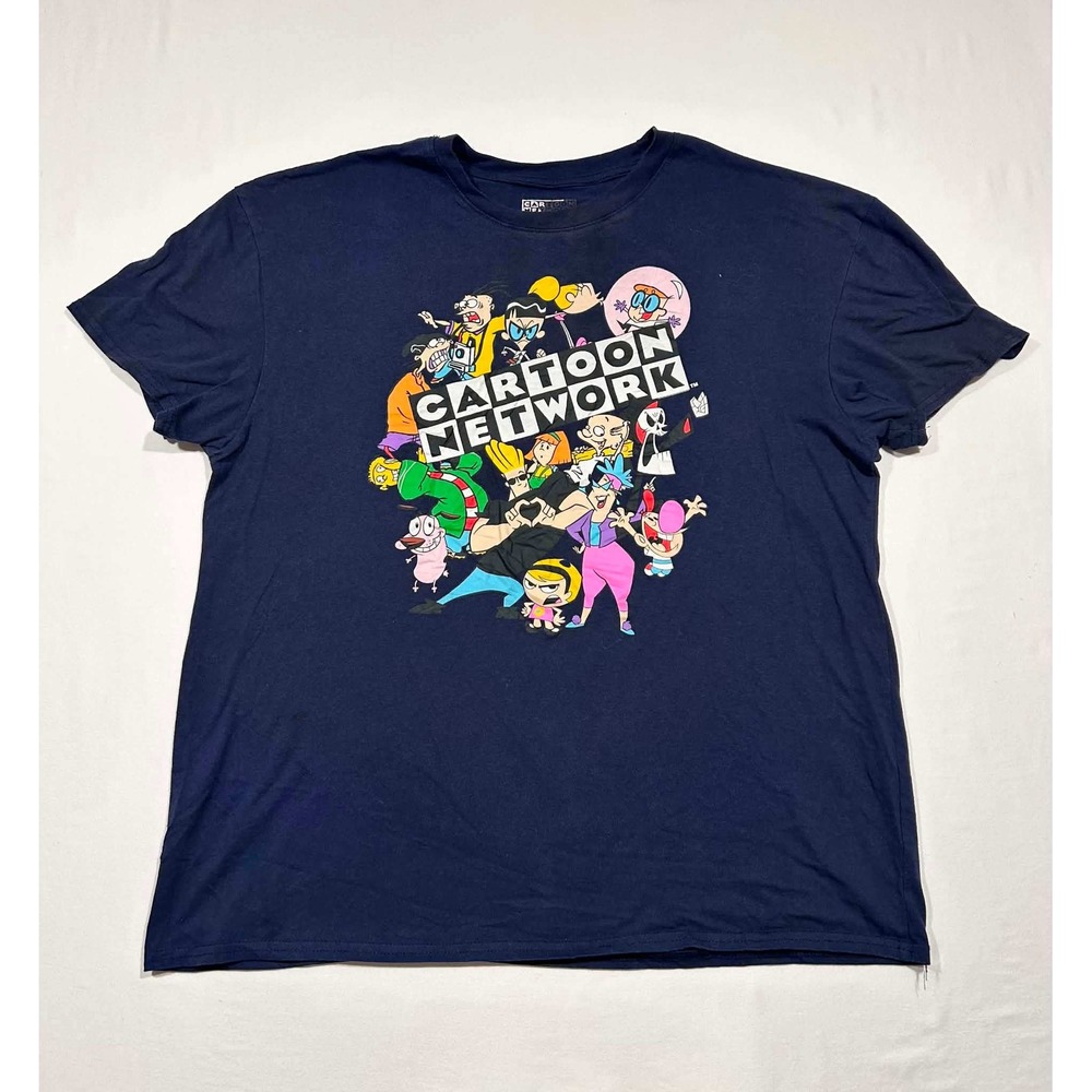 Cartoon Network Mens XL Navy Blue Graphic T-Shirt 90s Nostalgia Characters Tee